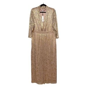 NWT Chico's Size 3 Metallic Old Money Maxi Dress Women XL Quiet Luxury Glam